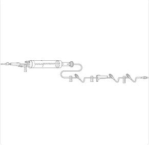 Baxter Healthcare Non-DEHP BURETROL Solution - Clearlink 115" Buretrol Solution Set with 150 mL Valveless Burette, 4 Luer-Activated Valves, Male Luer Lock Adapter and Retractable Collar - 2C8862