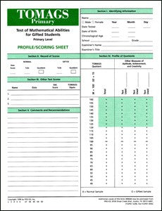 TOMAGS Primary Level Profile/Scoring Sheets (25) Gail R. Ryser, Susan K. Johnsen