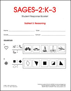 SAGES-2 K-3 Reasoning Student Response Booklets (10)