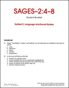 SAGES-2 4-8 Language Arts/Social Studies Student Response Booklets (10)