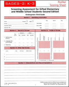 SAGES-2 K-3 Profile/Scoring Sheets (pad of 50)