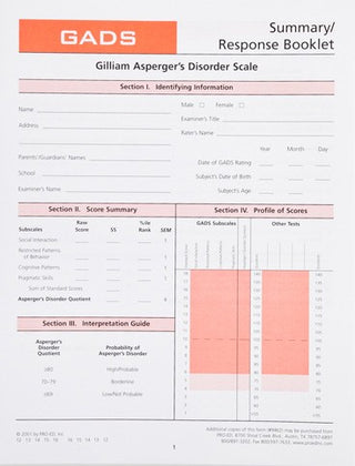 GADS Summary/Response Booklets (25)