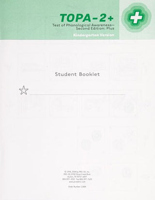 TOPA-2+ Kindergarten Student Booklets (25) Joseph K. Torgesen, Brian R. Bryant