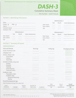 DASH-3 Cumulative Summary Sheet (25) Mary Kay Dykes, Daniel W. Mruzek