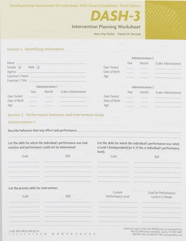 DASH-3 Intervention Planning Worksheet (25) Mary Kay Dykes, Daniel W. Mruzek