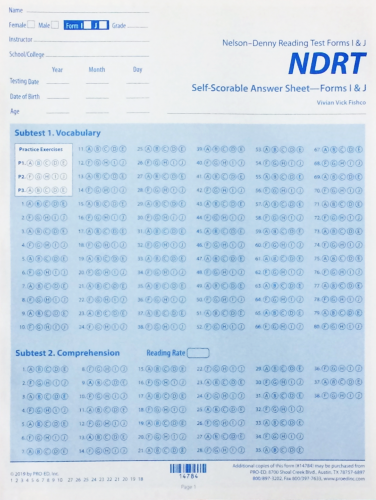 NDRT I & J Self-Scorable Answer Sheet–Forms I & J (250)