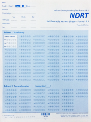 NDRT Self-Scorable Answer Sheet Form I & J (50)