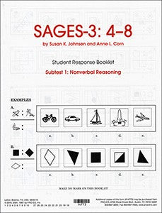SAGES-3-4-8 Nonverbal Reasoning Student Response Booklets (10) SUSAN JOHNSEN