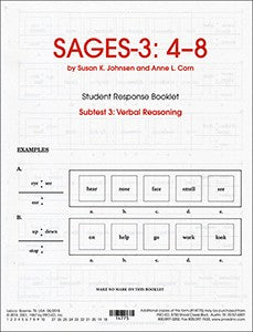 SAGES-3-4-8 Verbal Reasoning Student Response Booklets (10) SUSAN JOHNSEN