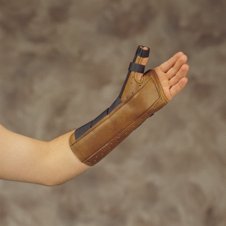 DeRoyal Wrist / Forearm Splint DeRoyal With Abducted Thumb Leatherette Right Hand Brown Large