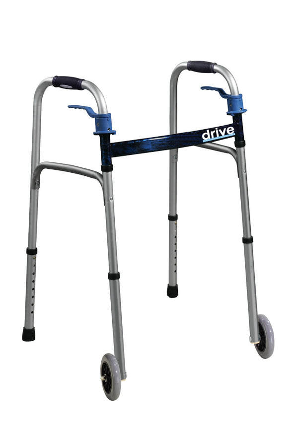 Drive Medical Deluxe Trigger-Release Folding Walker Walker Wheels -  10226-1