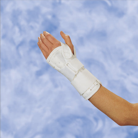 DeRoyal Wrist / Forearm Splint DeRoyal Leatherette Right Hand White X-Large