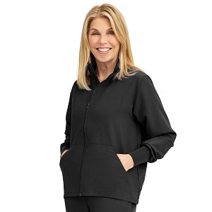 Medline Track Jacket - Self-Piping Track Jacket with Pocket, Black, Size S - 2541BLKS