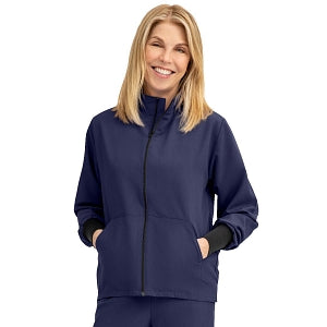 Medline Track Jacket - Self-Piping Track Jacket with Pocket, Navy, Size L - 2541NVYL