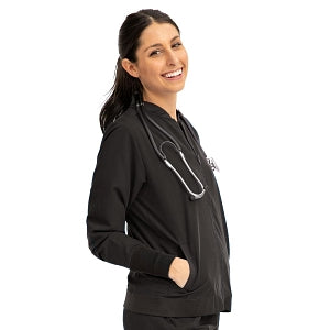 Medline Women's Bomber Jacket - Women's Bomber Jacket with Welt Pocket and Zipper, Black, 2X Large - 2543BLKXXL