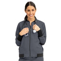 Medline Women's Bomber Jacket - Women's Bomber Jacket with Welt Pocket and Zipper, Charcoal 3X Large - 2543CHRXXXL