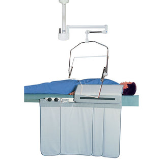 RayShield Frame-Mounted Overhead Lead Acrylic Barriers Frame-Mounted Overhead Barrier Shield w/Torso Cutout, 32"Wx24"H, Dual Mount - 3051AR