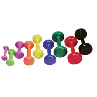 Alimed Vinyl-Coated Dumbbells Set of Eight with Rack, One Each: 1, 2, 3, 4, 5, 6, 8, 10 lbs. - 3521