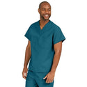 Medline ComfortEase Unisex V-Neck Scrub Top with 1 Pocket - ComfortEase Unisex V-Neck 1-Pocket Scrub Top, Size XXS, Caribbean Blue - 410JCBXXS