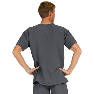 Medline Madison ave Unisex Stretch Fabric Scrub Top with 3 Pockets - Madison ave Unisex Scrub Top with 3 Pockets, Size 3XL, Charcoal - 5515CHRXXXL