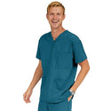Medline Madison ave Unisex Stretch Fabric Scrub Top with 3 Pockets - Madison ave Unisex Scrub Top with 3 Pockets, Size 4XL, Caribbean Blue - 5515CRB4XL