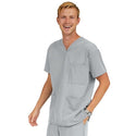 Medline Madison ave Unisex Stretch Fabric Scrub Top with 3 Pockets - Madison ave Unisex Scrub Top with 3 Pockets, Size M, Light Gray - 5515GRYM