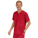 Medline Madison ave Unisex Stretch Fabric Scrub Top with 3 Pockets - Madison ave Unisex Scrub Top with 3 Pockets, Size XS, Red - 5515REDXS