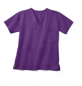Medline Madison ave Unisex Stretch Fabric Scrub Top with 3 Pockets - Madison ave Unisex Scrub Top with 3 Pockets, Size L, Regal Purple - 5515RPLL
