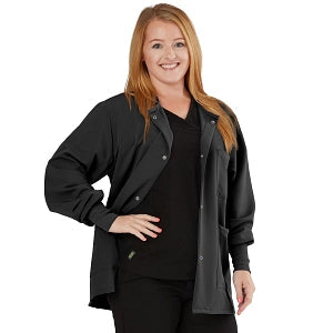 Medline Lincoln ave Unisex Stretch Fabric Scrub Jacket with 3 Pockets - Unisex Lincoln Ave. Cuffed Jacket, Black, Size XS - 5542BLKXS