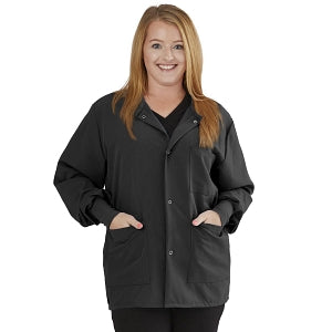 Medline Lincoln ave Unisex Stretch Fabric Scrub Jacket with 3 Pockets - Unisex Lincoln Ave. Cuffed Jacket, Black, Size 3XL - 5542BLKXXXL