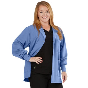 Medline Lincoln ave Unisex Stretch Fabric Scrub Jacket with 3 Pockets - Unisex Lincoln Ave. Cuffed Jacket, Ciel Blue, Size XL - 5542CBLXL