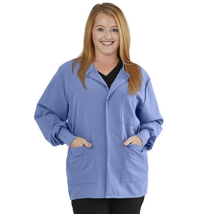 Medline Lincoln ave Unisex Stretch Fabric Scrub Jacket with 3 Pockets - Unisex Lincoln Ave. Cuffed Jacket, Ciel Blue, Size 2XS - 5542CBLXXS