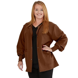 Medline Lincoln ave Unisex Stretch Fabric Scrub Jacket with 3 Pockets - Unisex Lincoln Ave. Cuffed Jacket, Chocolate Brown, Size XL - 5542CHCXL