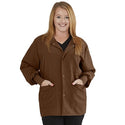 Medline Lincoln ave Unisex Stretch Fabric Scrub Jacket with 3 Pockets - Unisex Lincoln Ave. Cuffed Jacket, Chocolate Brown, Size XL - 5542CHCXL