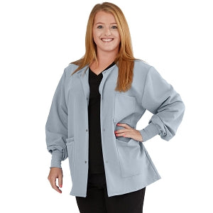Medline Lincoln ave Unisex Stretch Fabric Scrub Jacket with 3 Pockets - Unisex Lincoln Ave. Cuffed Jacket, Light Gray, Size 4XL - 5542GRY4XL