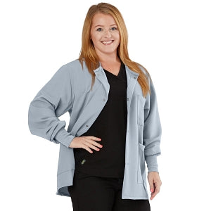 Medline Lincoln ave Unisex Stretch Fabric Scrub Jacket with 3 Pockets - Unisex Lincoln Ave. Cuffed Jacket, Light Gray, Size XL - 5542GRYXL