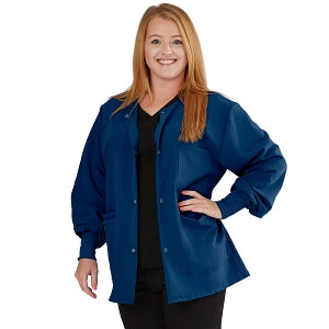Medline Lincoln ave Unisex Stretch Fabric Scrub Jacket with 3 Pockets - Unisex Lincoln Ave. Cuffed Jacket, Navy, Size 4XL - 5542NVY4XL