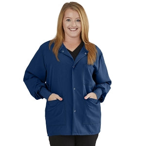 Medline Lincoln ave Unisex Stretch Fabric Scrub Jacket with 3 Pockets - Unisex Lincoln Ave. Cuffed Jacket, Navy, Size 4XL - 5542NVY4XL