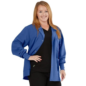 Medline Lincoln ave Unisex Stretch Fabric Scrub Jacket with 3 Pockets - Unisex Lincoln Ave. Cuffed Jacket, Royal Blue, Size S - 5542RYLS