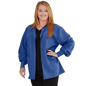 Medline Lincoln ave Unisex Stretch Fabric Scrub Jacket with 3 Pockets - Unisex Lincoln Ave. Cuffed Jacket, Royal Blue, Size S - 5542RYLS
