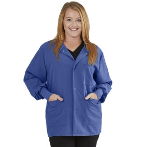 Medline Lincoln ave Unisex Stretch Fabric Scrub Jacket with 3 Pockets - Unisex Lincoln Ave. Cuffed Jacket, Royal Blue, Size S - 5542RYLS