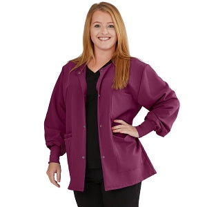 Medline Lincoln ave Unisex Stretch Fabric Scrub Jacket with 3 Pockets - Unisex Lincoln Ave. Cuffed Jacket, Wine, Size 3XL - 5542WNEXXXL