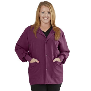 Medline Lincoln ave Unisex Stretch Fabric Scrub Jacket with 3 Pockets - Unisex Lincoln Ave. Cuffed Jacket, Wine, Size 3XL - 5542WNEXXXL