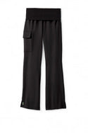 Medline Ocean Ave Women's Stretch Fabric Support Waistband Scrub Pants - Ocean ave Women's Support Waistband Scrub Pants with Cargo Pocket, Size M Tall Inseam, Black - 5560BLKMT