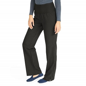 Medline Ocean Ave Women's Stretch Fabric Support Waistband Scrub Pants - Ocean ave Women's Support Waistband Scrub Pants with Cargo Pocket, Size S Tall Inseam, Black - 5560BLKST