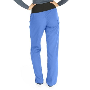 Medline Ocean Ave Women's Stretch Fabric Support Waistband Scrub Pants - Ocean ave Women's Support Waistband Scrub Pants with Cargo Pocket, Size M Tall Inseam, Ceil Blue - 5560CBLMT
