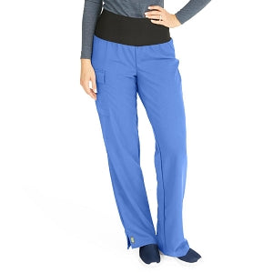 Medline Ocean Ave Women's Stretch Fabric Support Waistband Scrub Pants - Ocean ave Women's Support Waistband Scrub Pants with Cargo Pocket, Size XXS Petite Inseam, Ceil Blue - 5560CBLXXSP