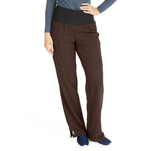 Medline Ocean Ave Women's Stretch Fabric Support Waistband Scrub Pants - Ocean ave Women's Support Waistband Scrub Pants with Cargo Pocket, Size L Petite Inseam, Chocolate - 5560CHCLP