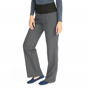 Medline Ocean Ave Women's Stretch Fabric Support Waistband Scrub Pants - Ocean ave Women's Support Waistband Scrub Pants with Cargo Pocket, Size M Petite Inseam, Charcoal - 5560CHRMP