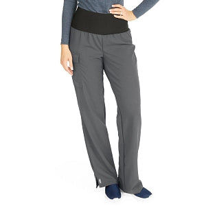Medline Ocean Ave Women's Stretch Fabric Support Waistband Scrub Pants - Ocean ave Women's Support Waistband Scrub Pants with Cargo Pocket, Size M Petite Inseam, Charcoal - 5560CHRMP